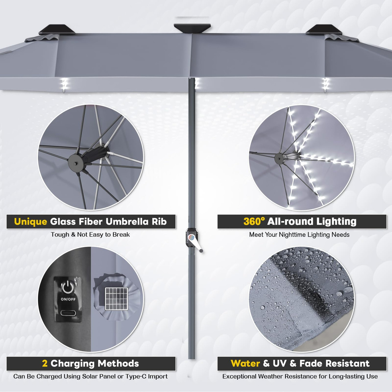 Double-Sided Solar Patio Umbrella product image