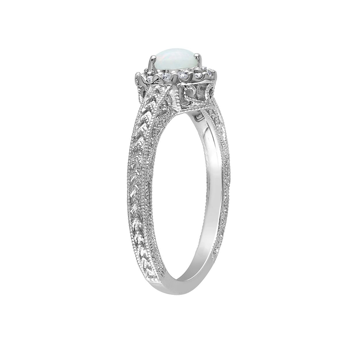 Opal and Diamond 1/5 Carat (ctw) Ring in Sterling Silver product image
