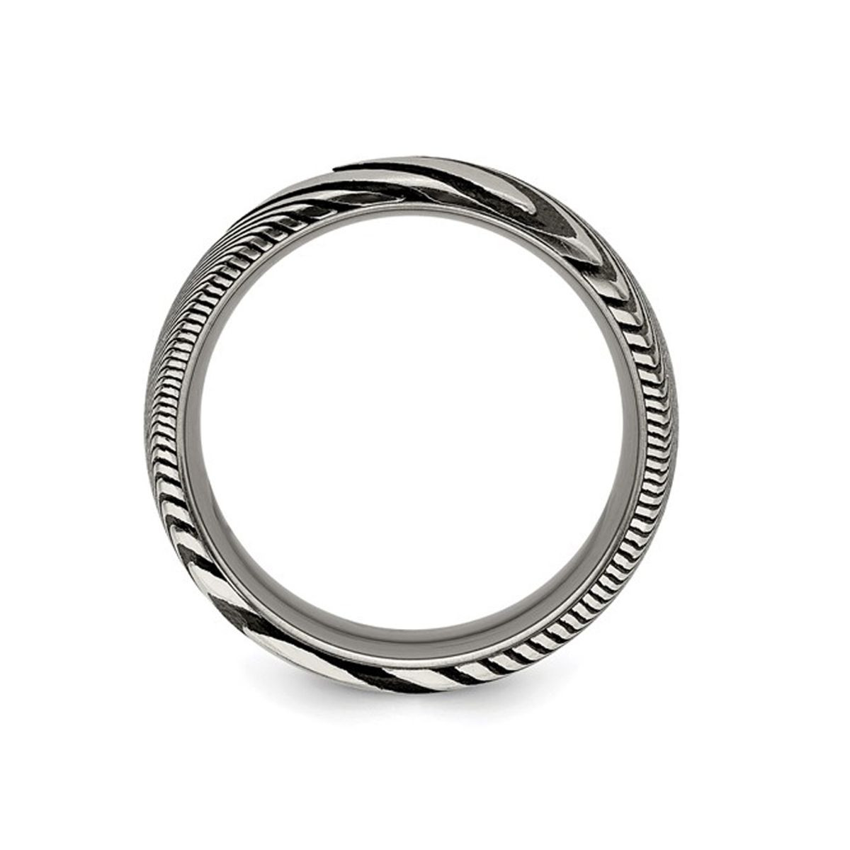 Men's 8mm Damascus Steel Polished Band Ring  product image