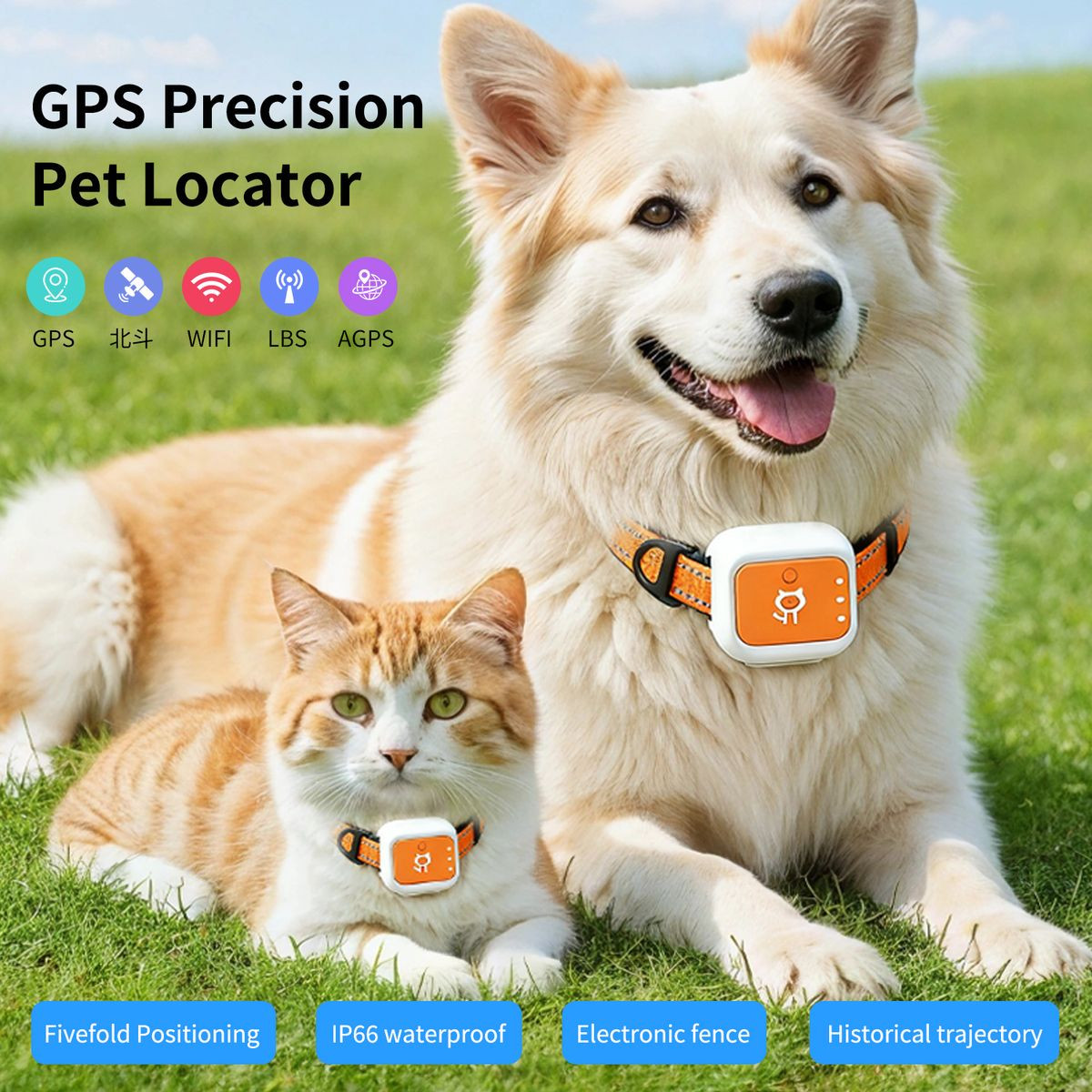4G Pet Gps Tracker With Real-time Positioning,long Standby Geofence Alerts Multi-band Waterproof Locator For Dogs Outdoor Pets Size L product image