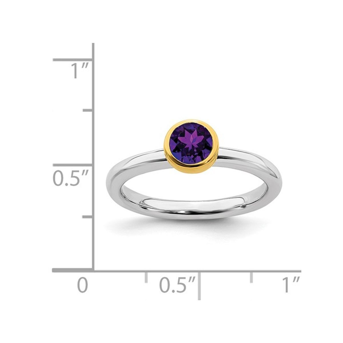 2/5 Carat Amethyst Solitaire Ring (ctw)  in Sterling Silver with Gold Plating product image