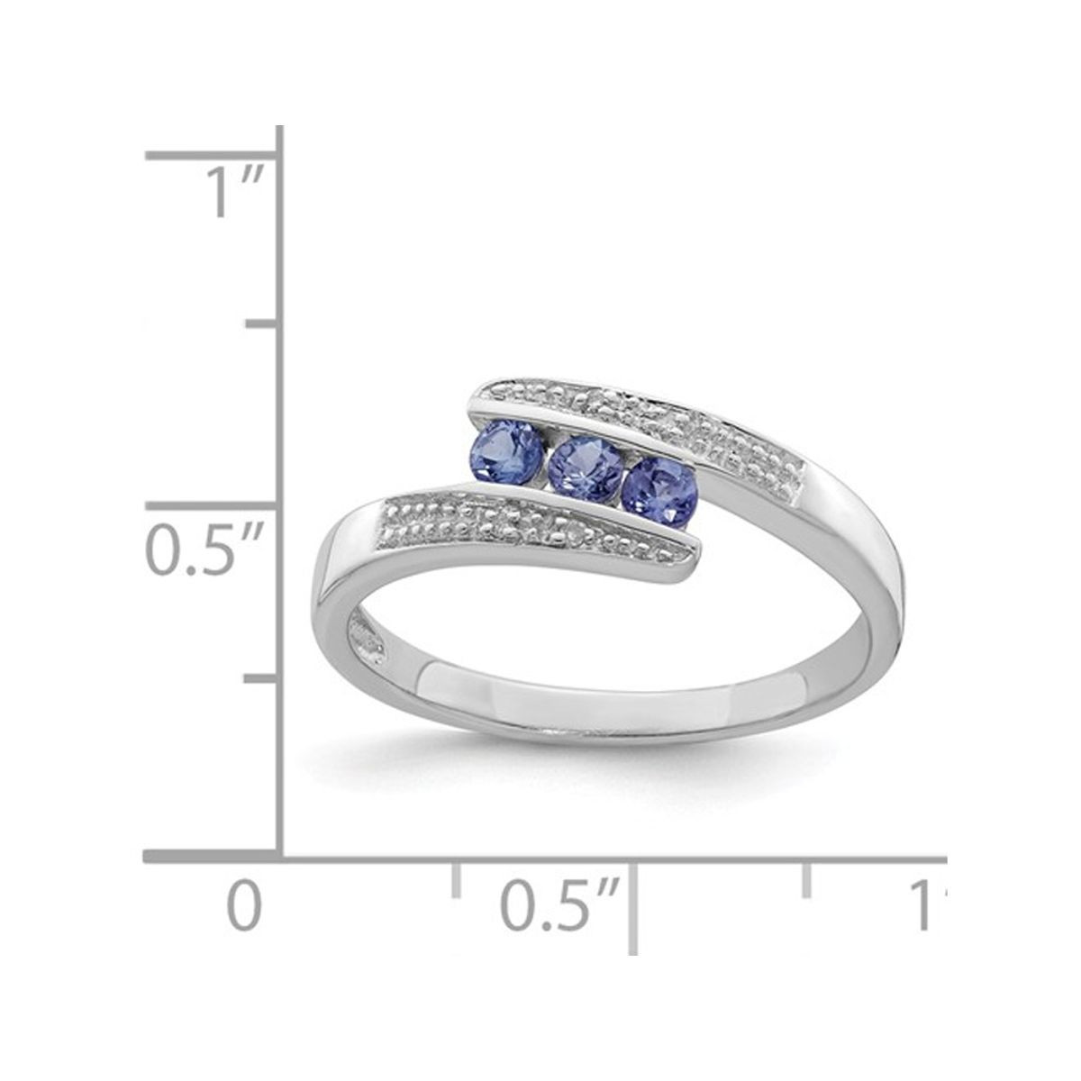1/5 Carat (ctw) Three Stone Tanzanite Ring Band in Sterling Silver product image