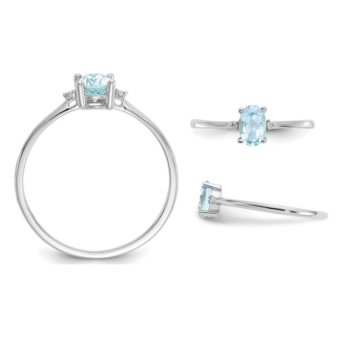 2/5 Carat (ctw) Oval-Cut Light Aquamarine Ring in 14K White Gold product image
