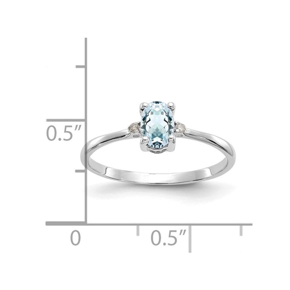 2/5 Carat (ctw) Oval-Cut Light Aquamarine Ring in 14K White Gold product image