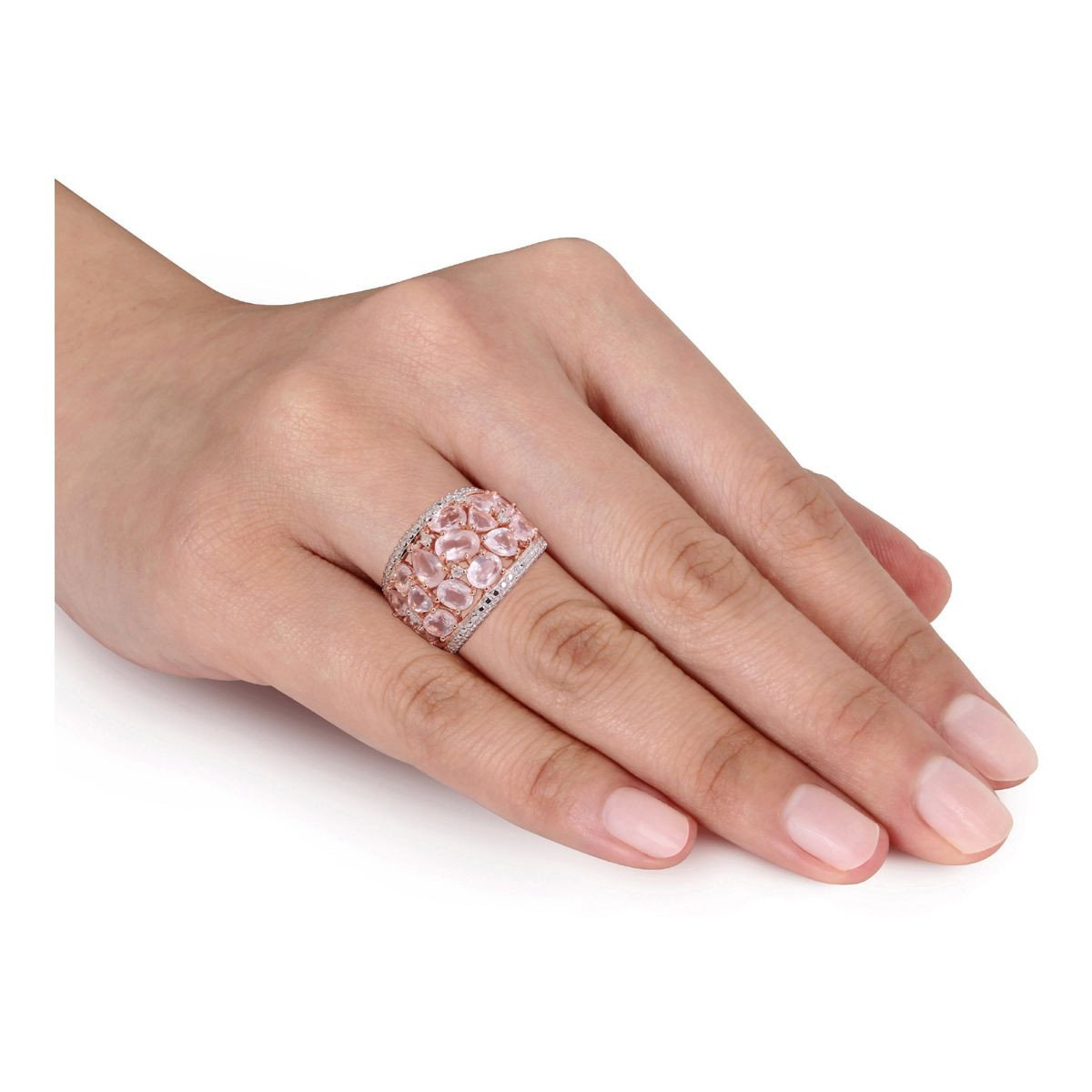 6.0 Carat (ctw) Synthetic Rose Pink Quartz Ring in Rose-Plated Sterling Silver product image