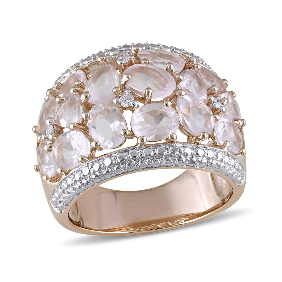 6.0 Carat (ctw) Synthetic Rose Pink Quartz Ring in Rose-Plated Sterling Silver product image