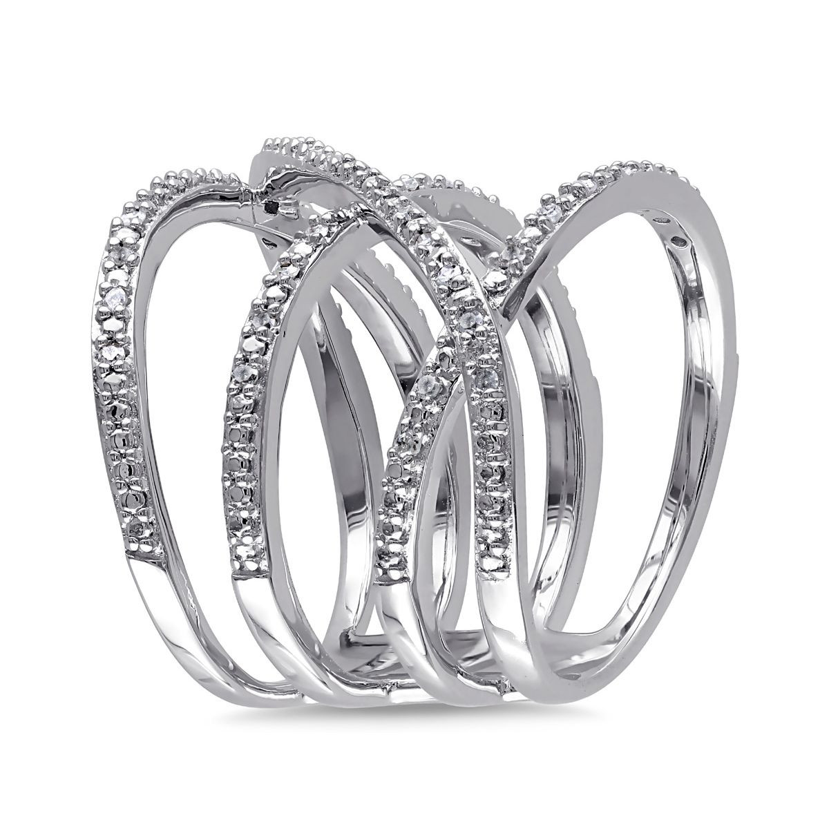 Diamond Crossover Fashion Cocktail Ring 1/5 Carat Diamond in Sterling Silver product image