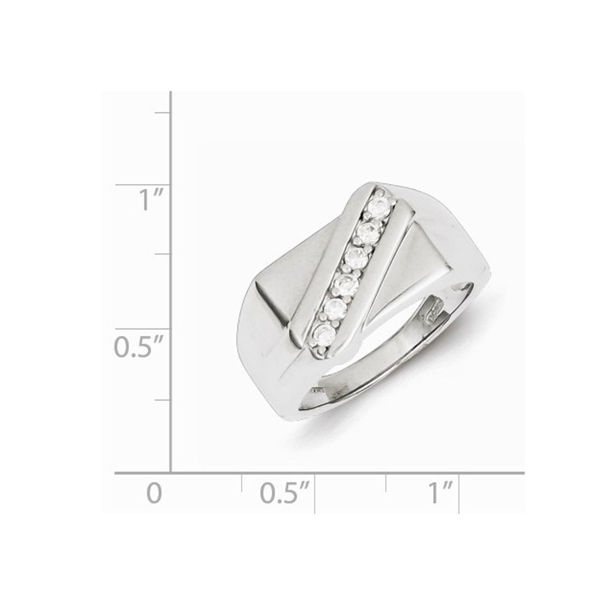 Men's Synthetic Cubic Zirconia (CZ) Band Ring in Sterling Silver product image