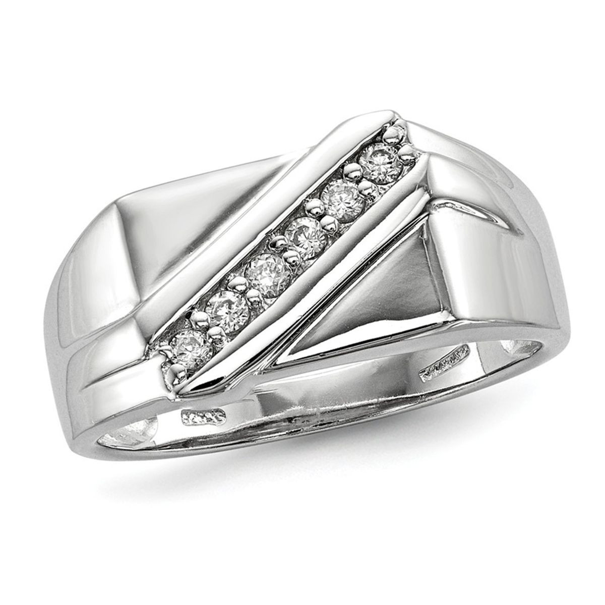 Men's Synthetic Cubic Zirconia (CZ) Band Ring in Sterling Silver product image