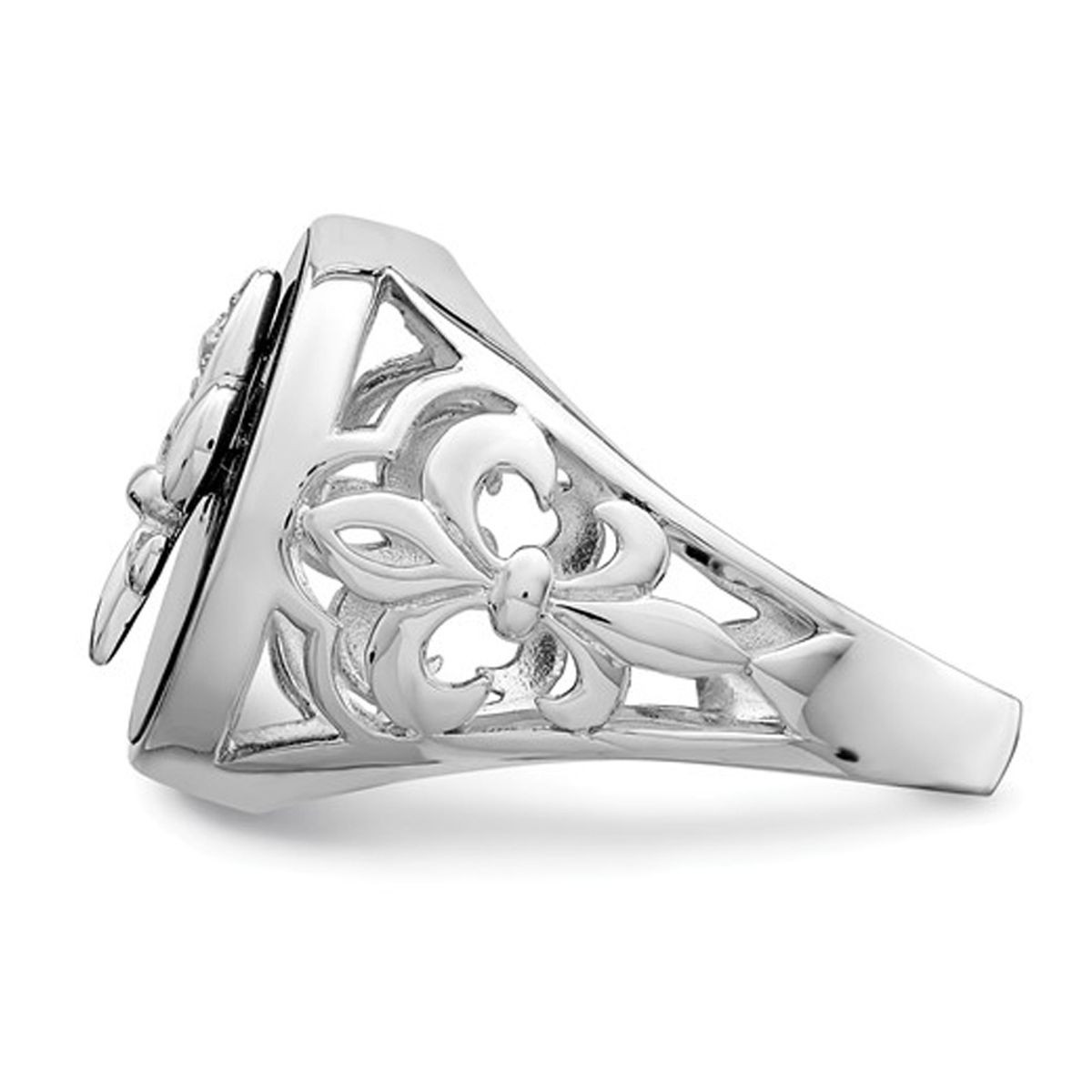 Men's Fleur De Lis Cubic Zirconia (CZ) and Black Onyx Ring in Sterling Silver product image
