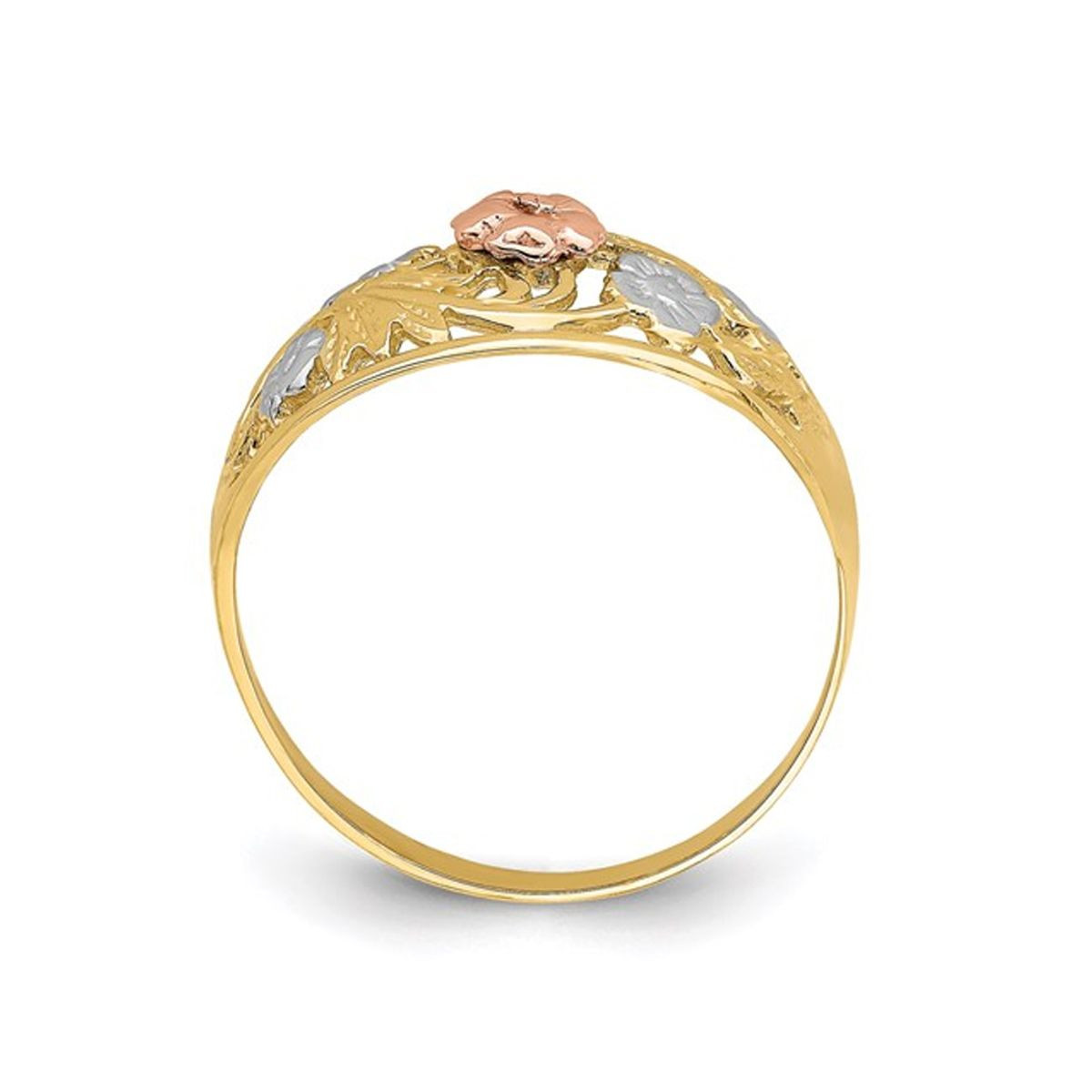 Ladies 14K Yellow Two Tone Flower Gold Ring product image