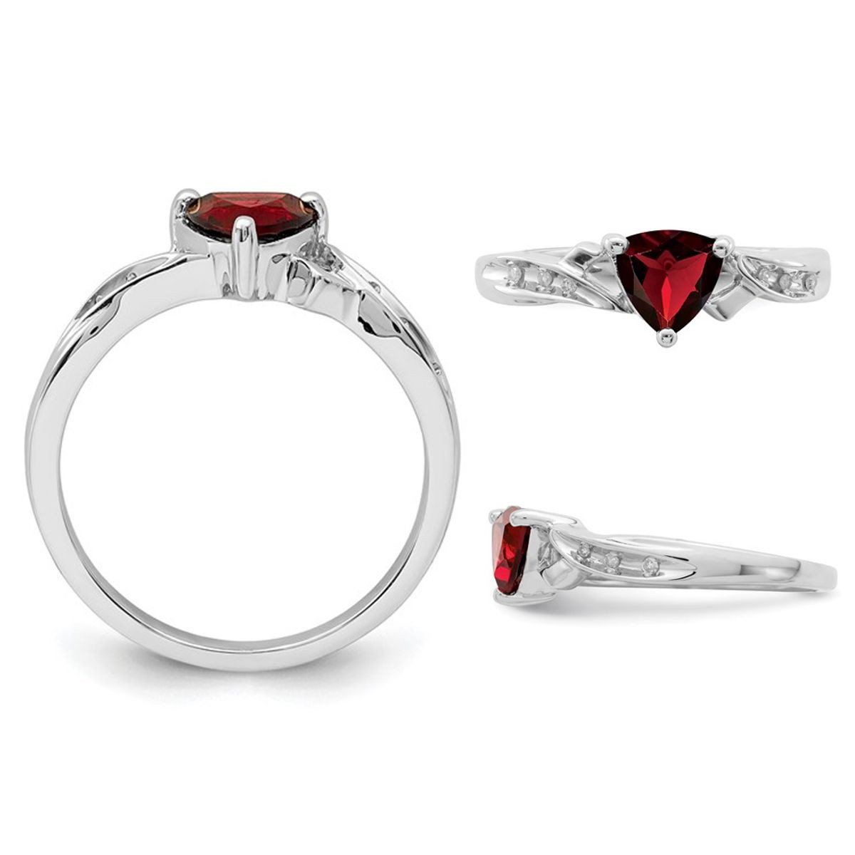 3/5 Carat (ctw) Trillion-Cut Garnet Ring in Sterling Silver product image