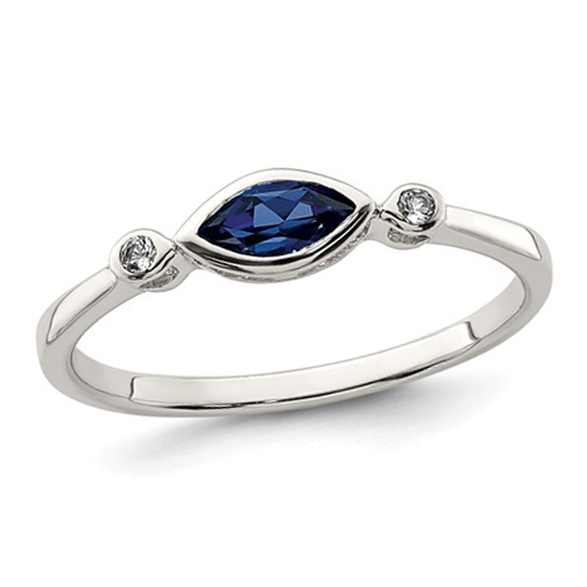 3/10 Carat (ctw) Lab-Created Sapphire Ring in Sterling Silver with White Topaz product image