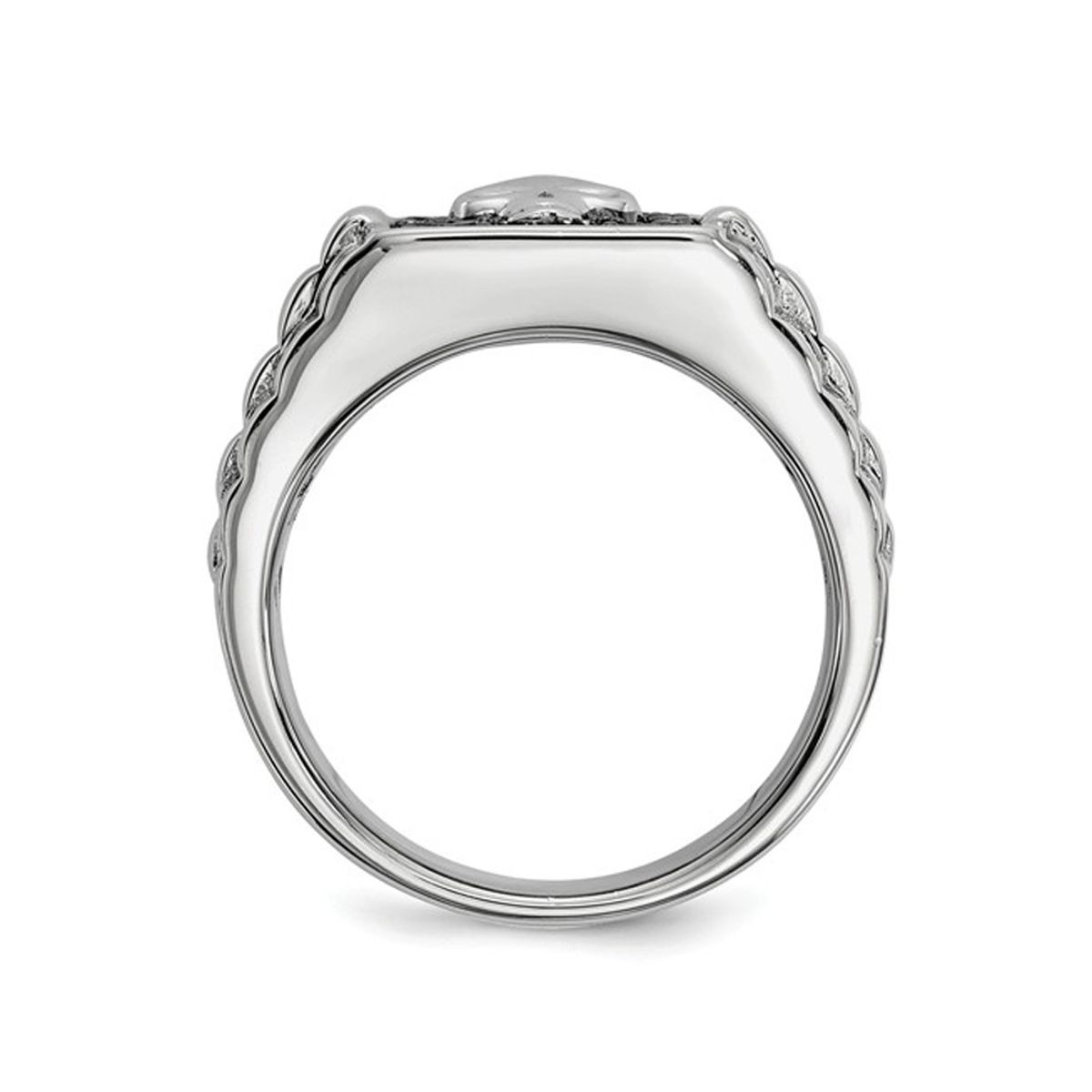Men's Black Diamond 1/5 Carat (ctw) Polished Skull Ring in Sterling Silver product image