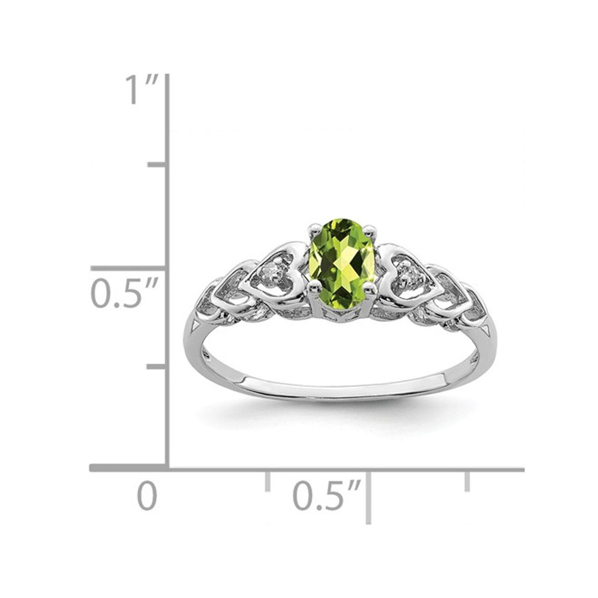 3/5 Carat (ctw) Oval Cut Peridot Heart Promise Ring in Sterling Silver product image