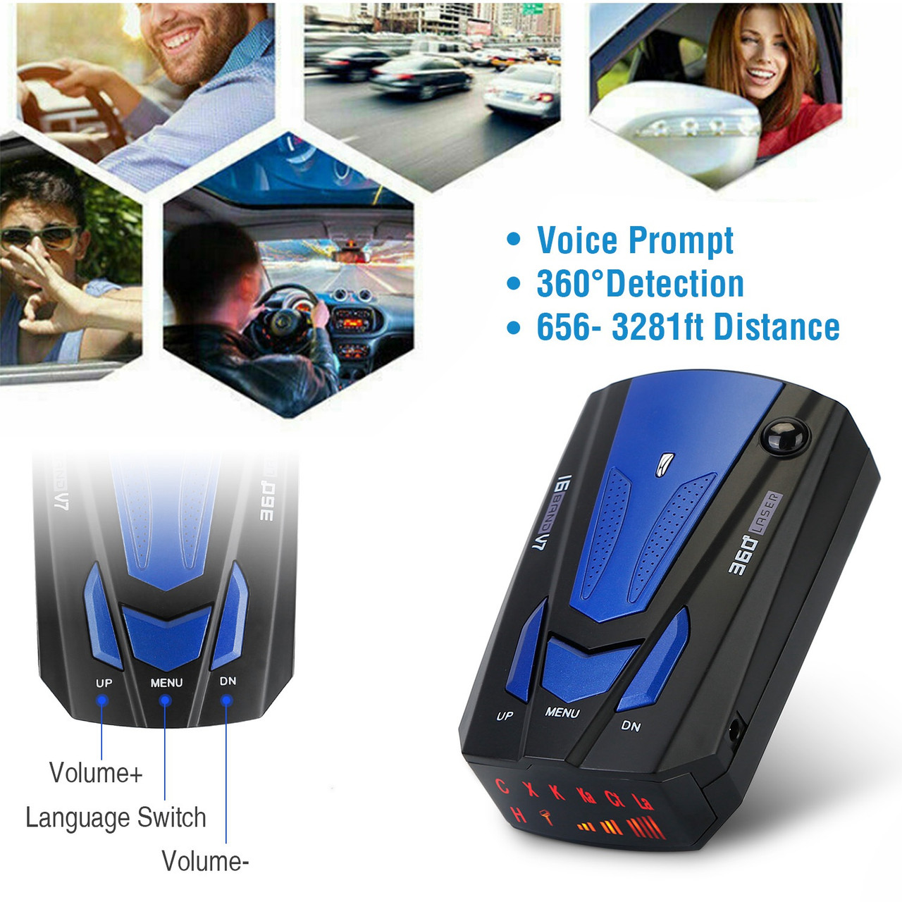 360° Radar Detector with LED Display and Voice Alert product image