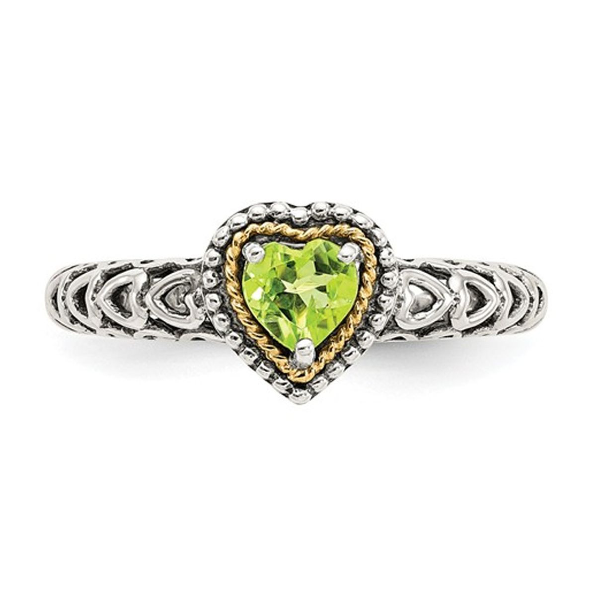 Natural Peridot 5mm Heart Ring in Sterling Silver product image