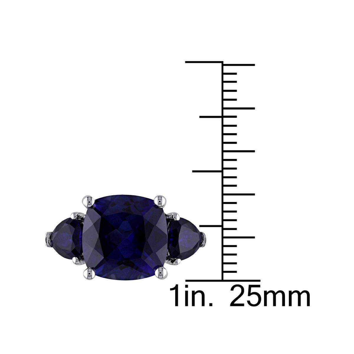 7.10 Carat (ctw) Lab-Created Blue Sapphire Three Stone Ring in Sterling Silver product image