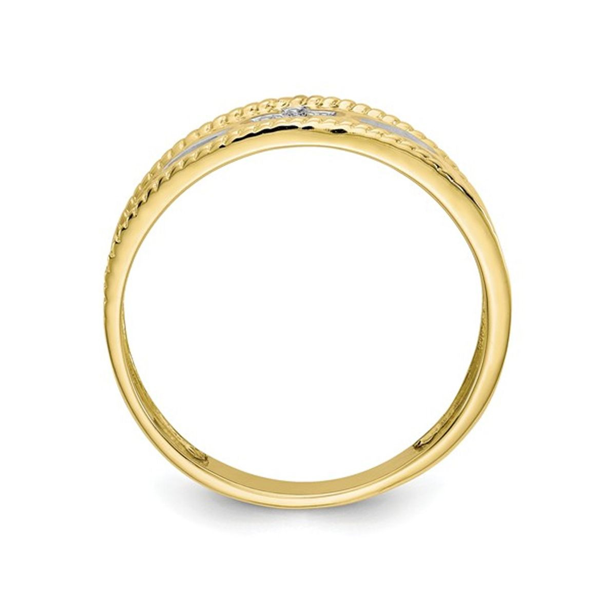 Men's 10K Yellow Gold Cross Ring wih Rhodium Plating product image