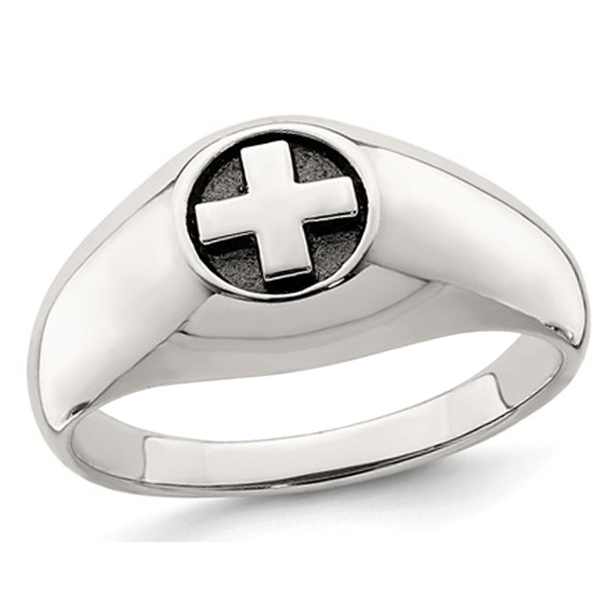 Men's Sterling Silver Antiqued Cross Ring product image