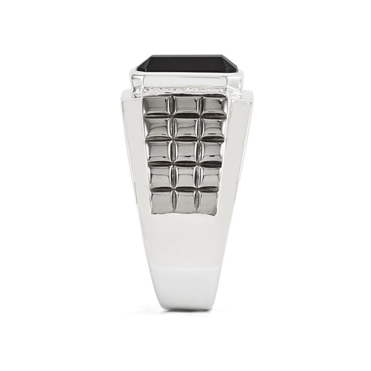 Men's Black Onyx Ring with Diamonds in Black Rhodium Plated Sterling Silver product image