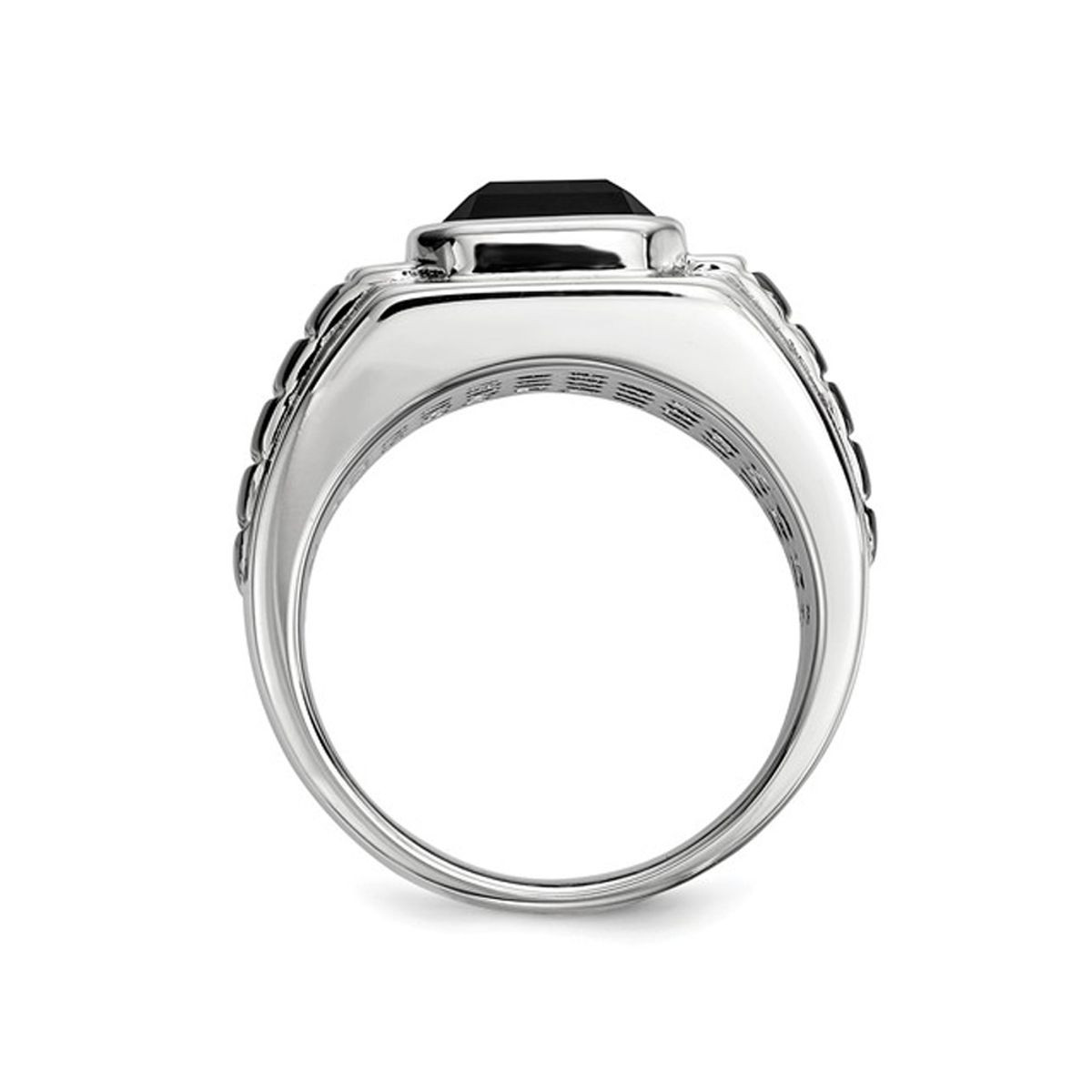 Men's Black Onyx Ring with Diamonds in Black Rhodium Plated Sterling Silver product image