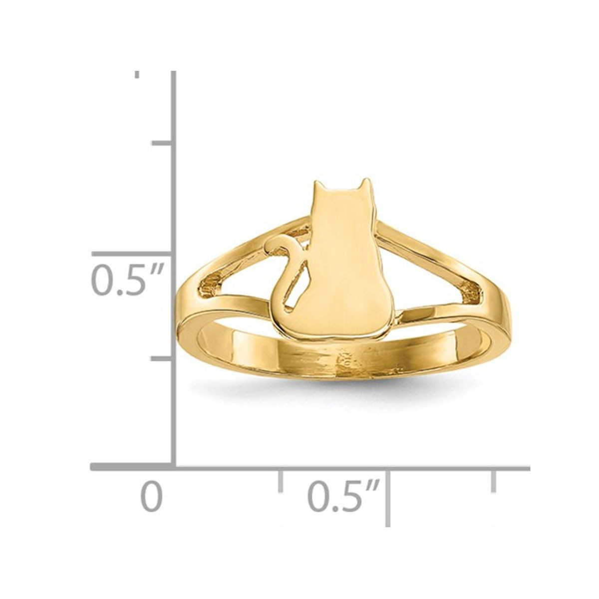 14K Yellow Gold Polished Cat Ring (Size 7) product image
