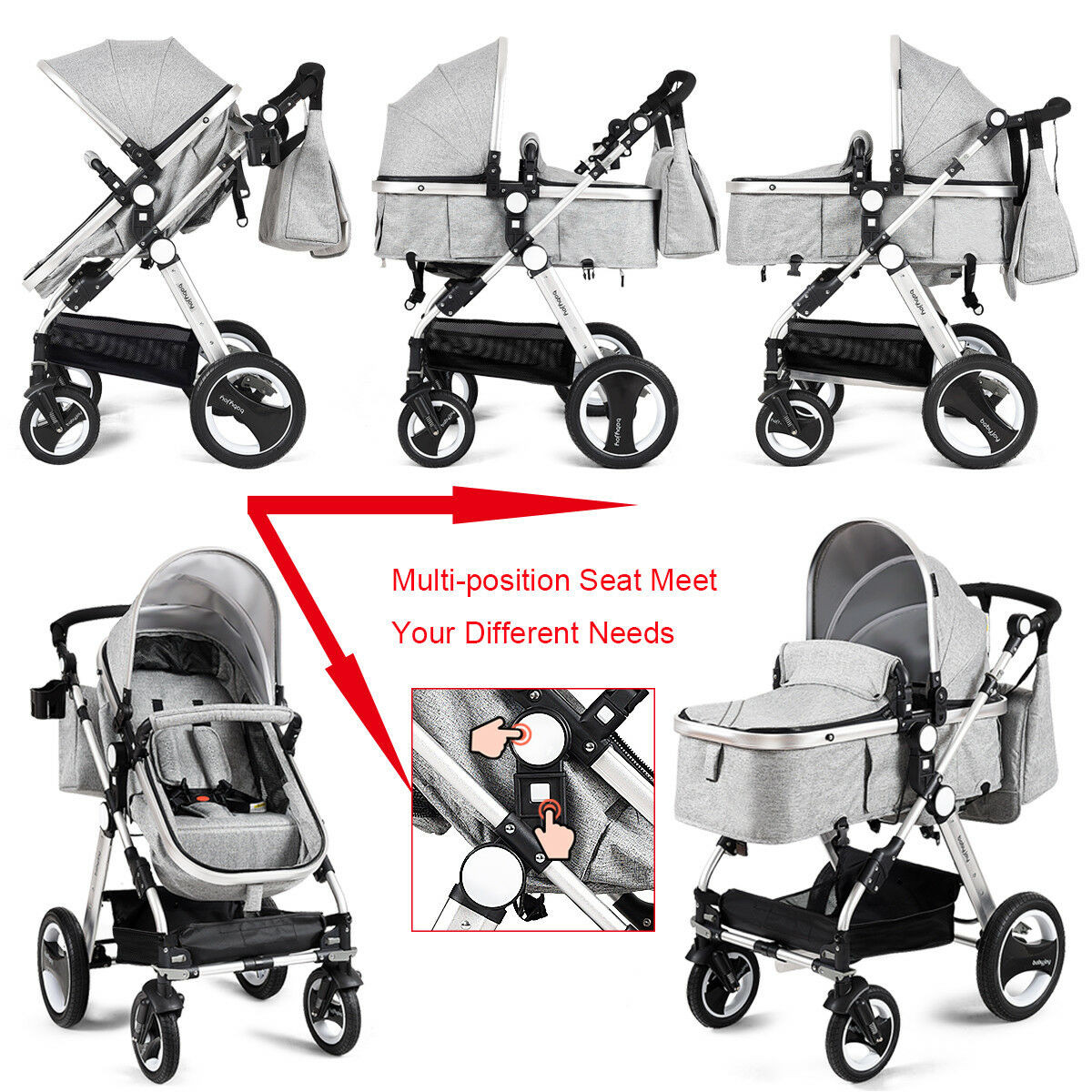 Folding Infant Baby Stroller with Adjustable Canopy product image