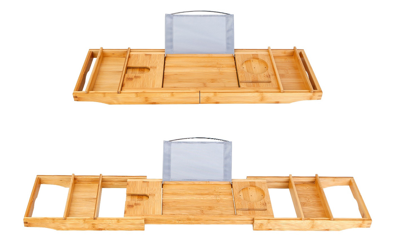 NewHome™ Bamboo Adjustable Width Bathroom Caddy Tray product image