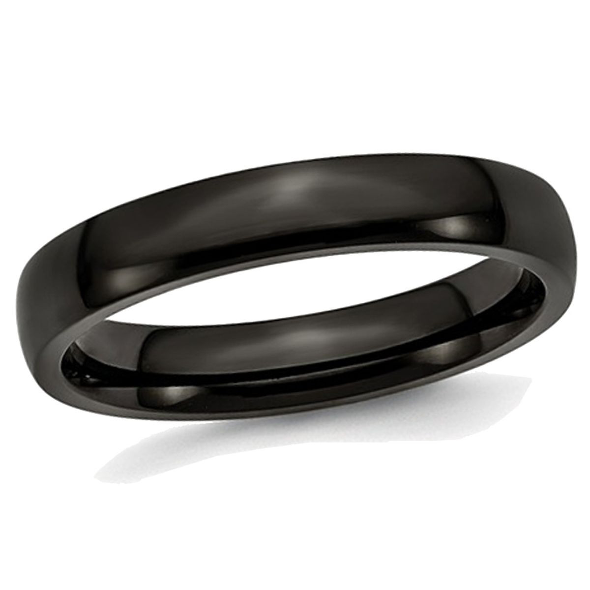4mm Unisex Black Plated Stainless Steel Plated Wedding Band Ring product image