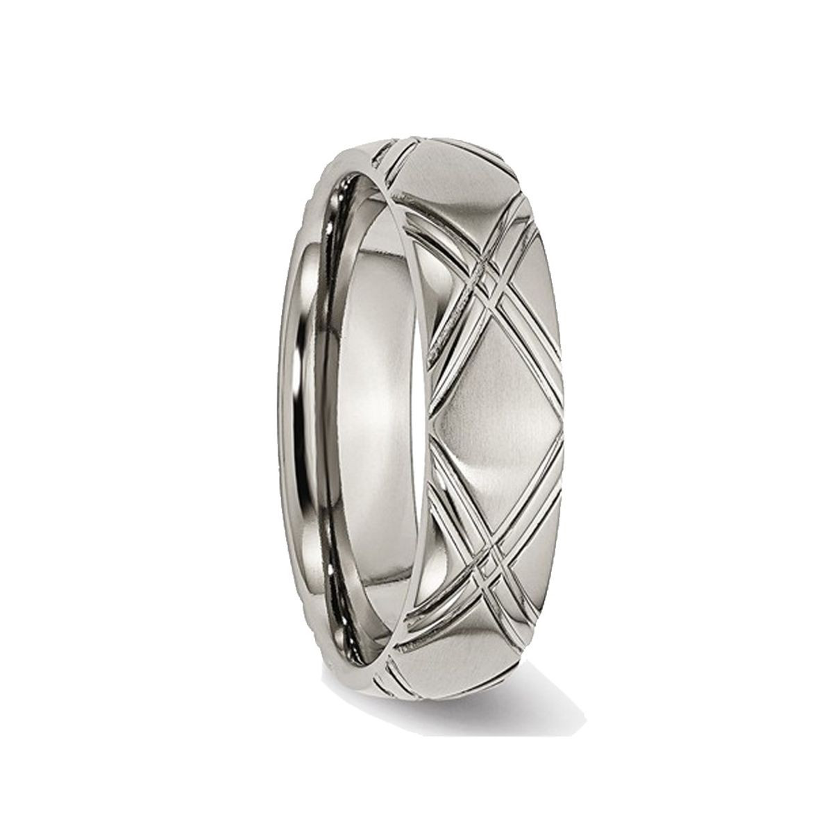 6mm Men's Titanium Criss Cross Brushed and Polished Wedding Band Ring product image