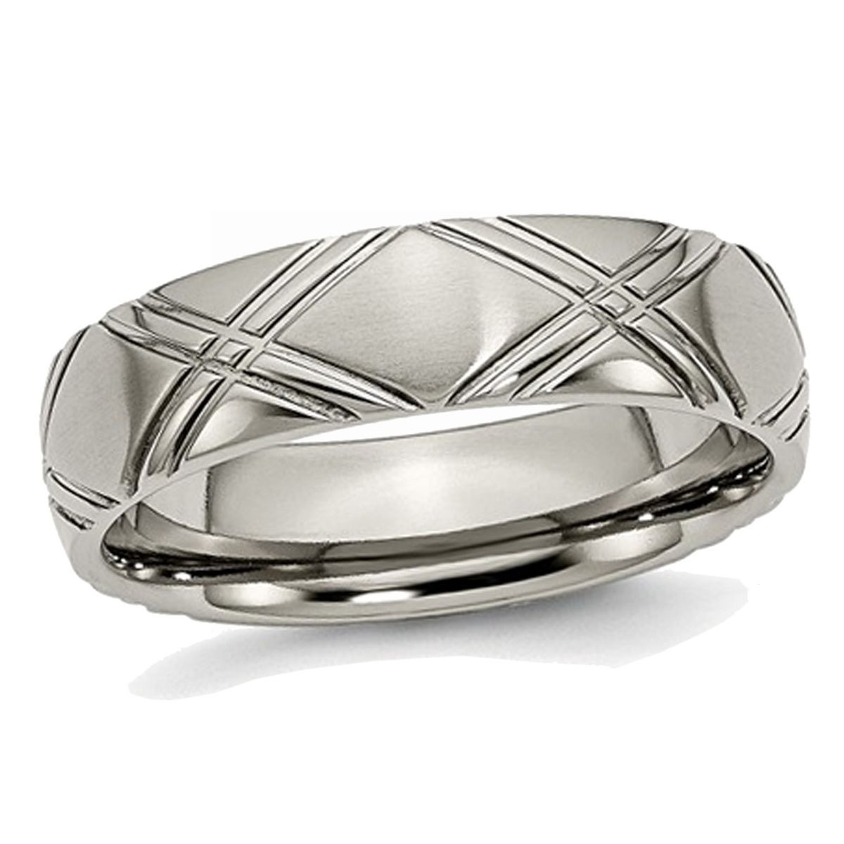 6mm Men's Titanium Criss Cross Brushed and Polished Wedding Band Ring product image
