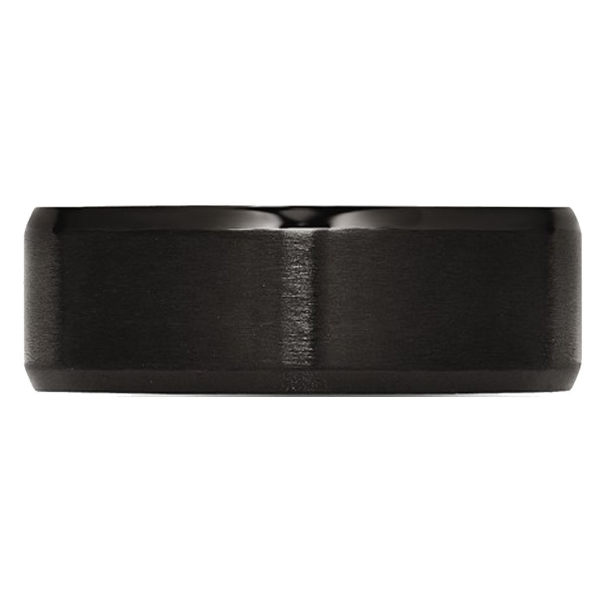 8mm Men's Black Plated Stainless Steel Beveled Edge Wedding Band product image
