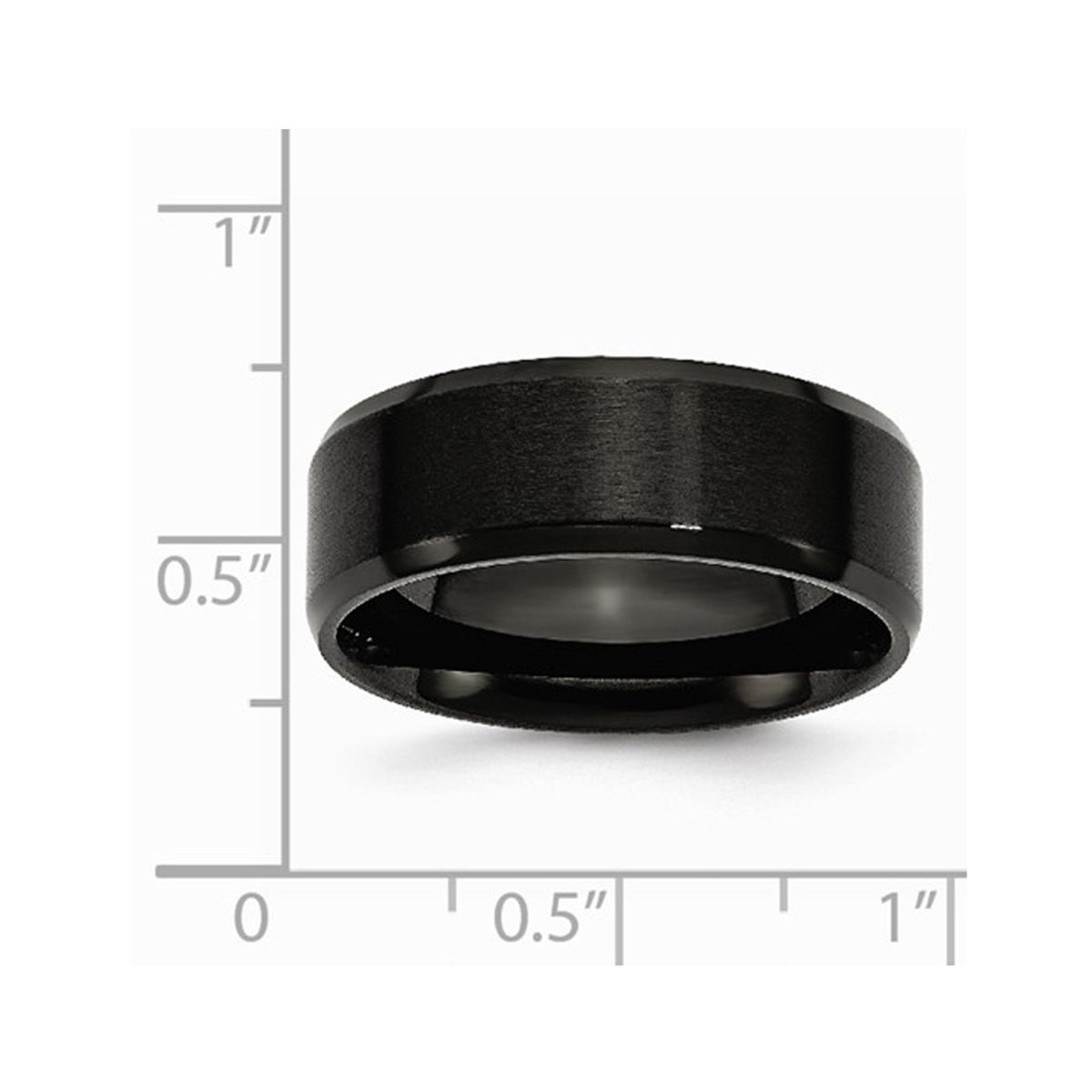 8mm Men's Black Plated Stainless Steel Beveled Edge Wedding Band product image