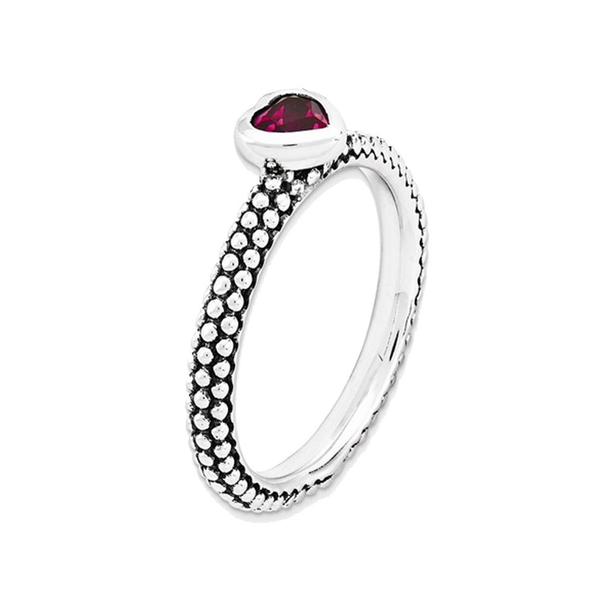 1/3 Carat (ctw) Lab-Created Ruby Heart Promise Ring in Sterling Silver product image