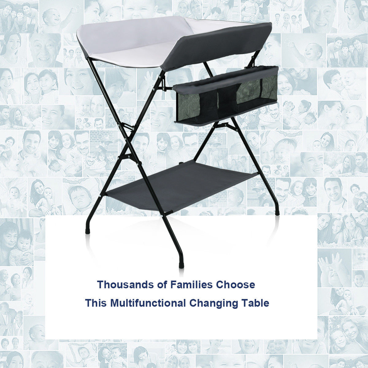 Infant Changing Table with Side Basket and Bottom Shelf product image