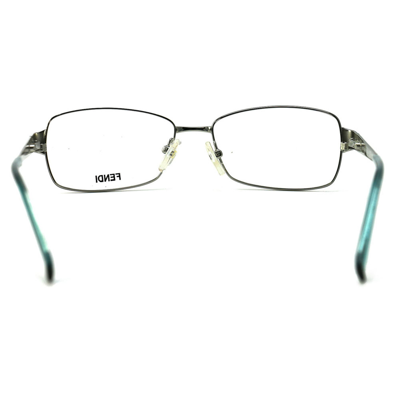 Fendi Women's Shiny Silver/Turquoise Rectangular Eyeglasses product image