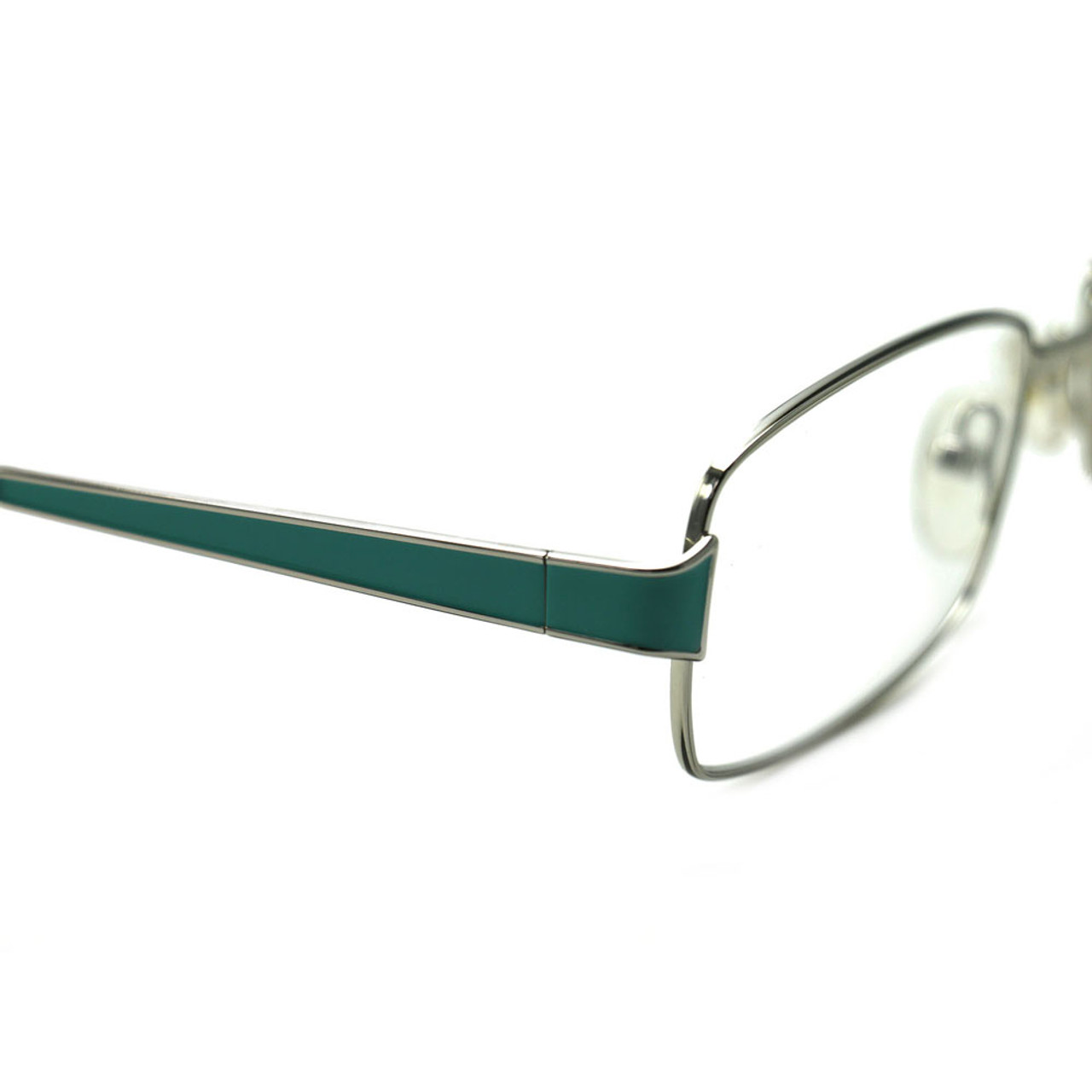 Fendi Women's Shiny Silver/Turquoise Rectangular Eyeglasses product image