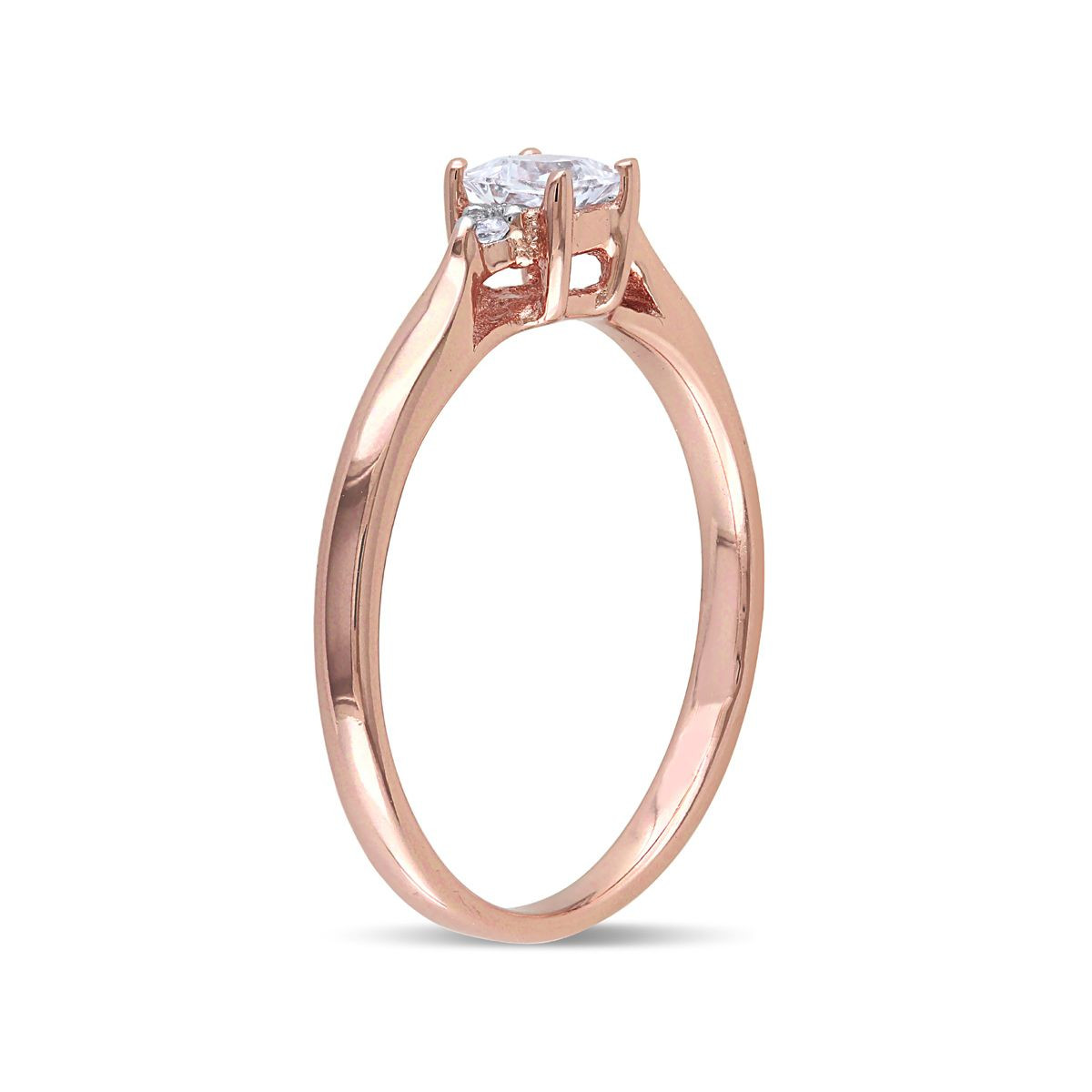 1/4 Carat (ctw) Princess-Cut White Sapphire Promise Ring in Rose Plated Sterling Silver product image
