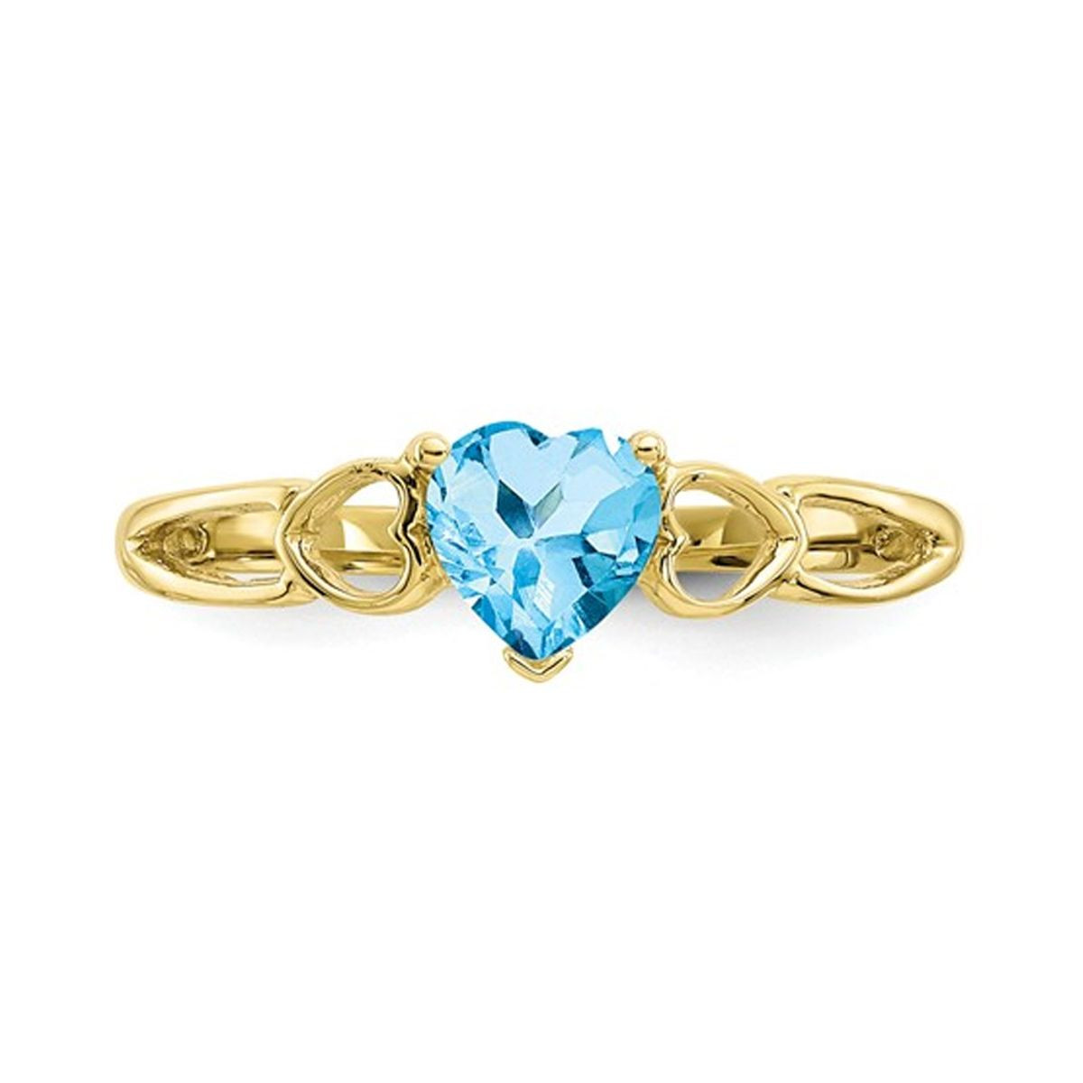 1/2 Carat (ctw) Natural Swiss Blue Topaz Heart Ring in 10K Yellow Gold (Size 7) product image