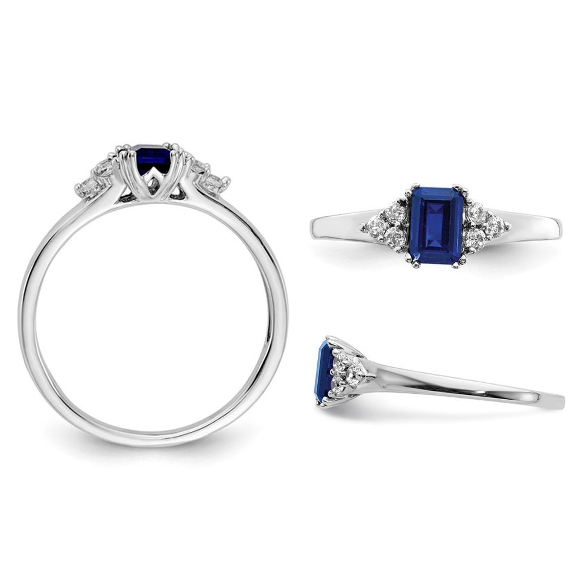 2/3 Carat (ctw) Natural Blue Sapphire Ring in 14K White Gold with Diamonds 1/7 Carat (ctw) product image