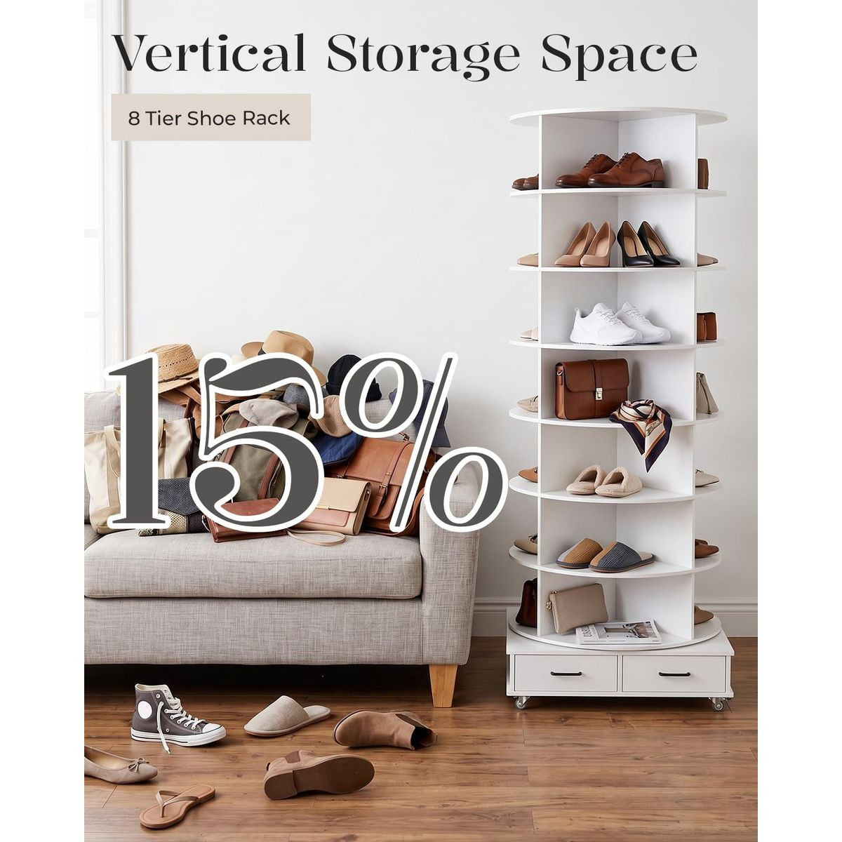 8 Tier Rotating Shoe Rack  product image