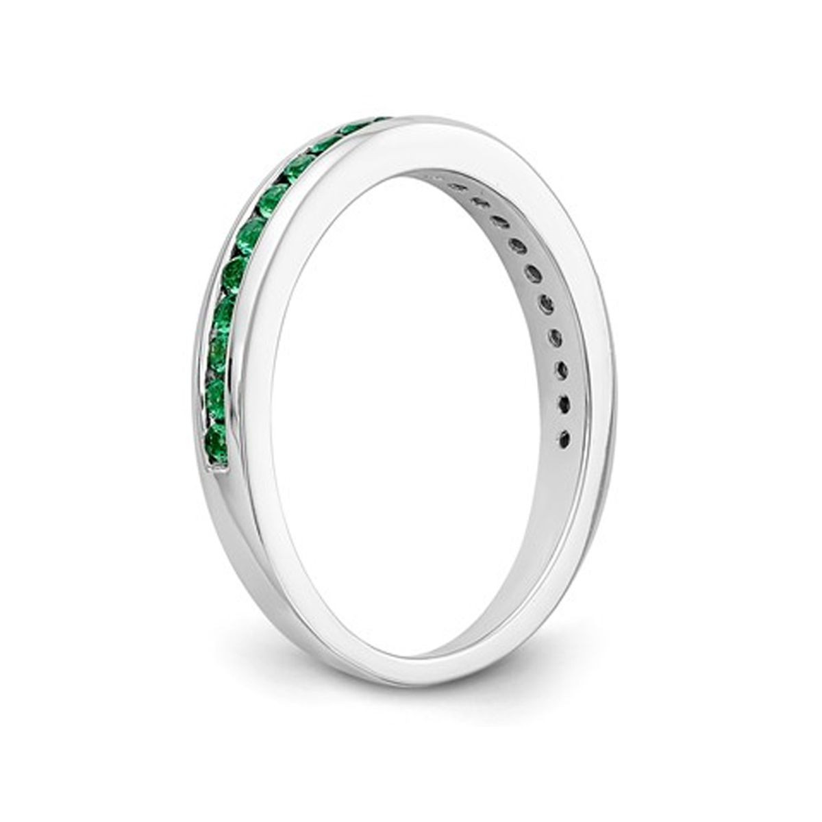 1/3 Carat (ctw) Green Emerald Semi-Eternity Band Ring in 14K White Gold product image