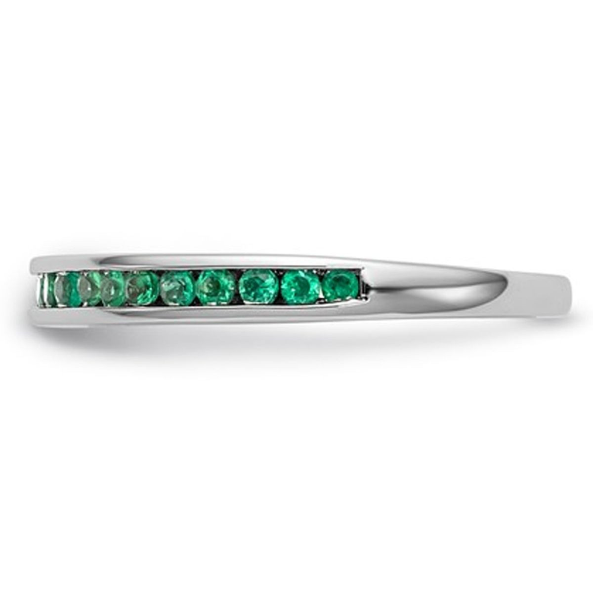 1/3 Carat (ctw) Green Emerald Semi-Eternity Band Ring in 14K White Gold product image