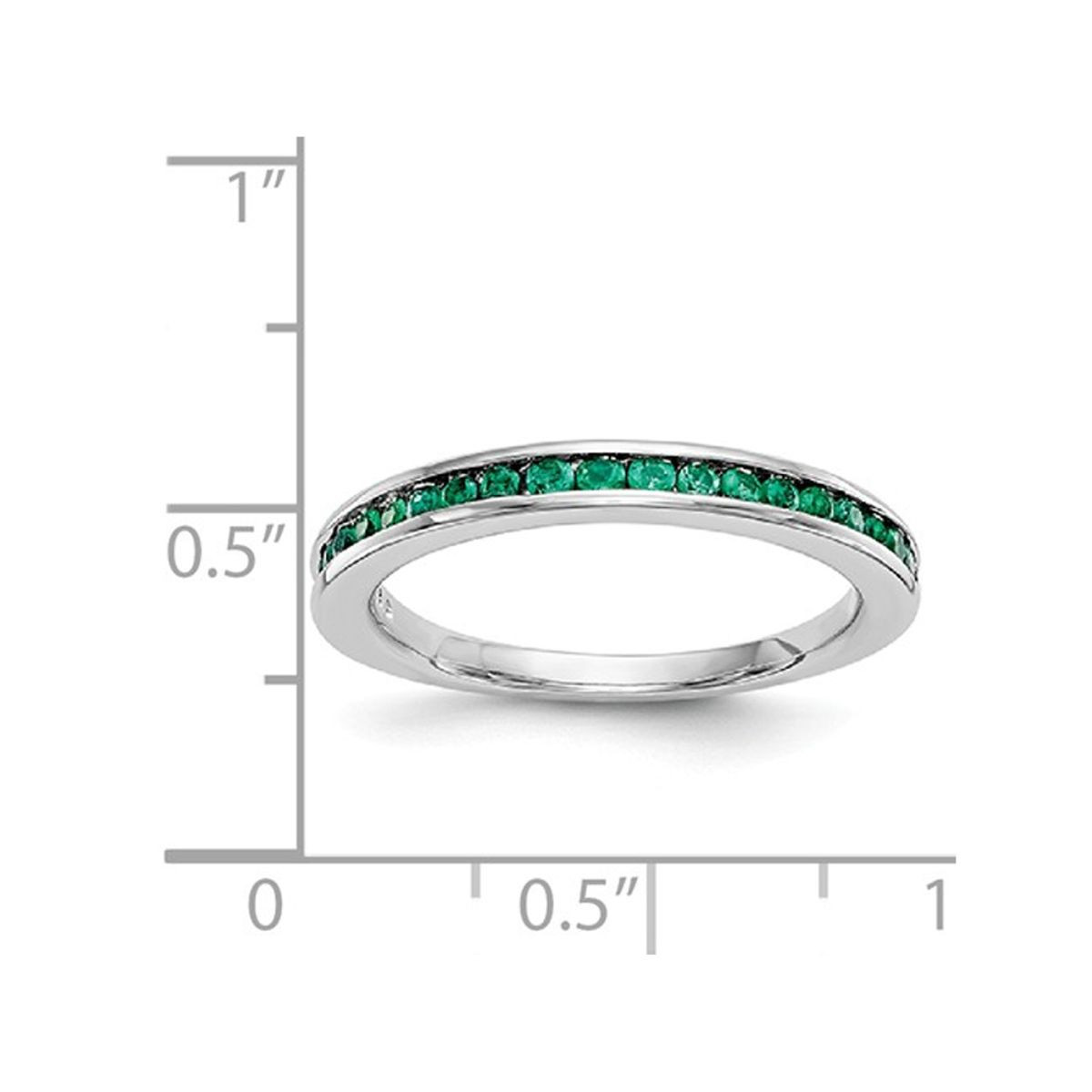 1/3 Carat (ctw) Green Emerald Semi-Eternity Band Ring in 14K White Gold product image