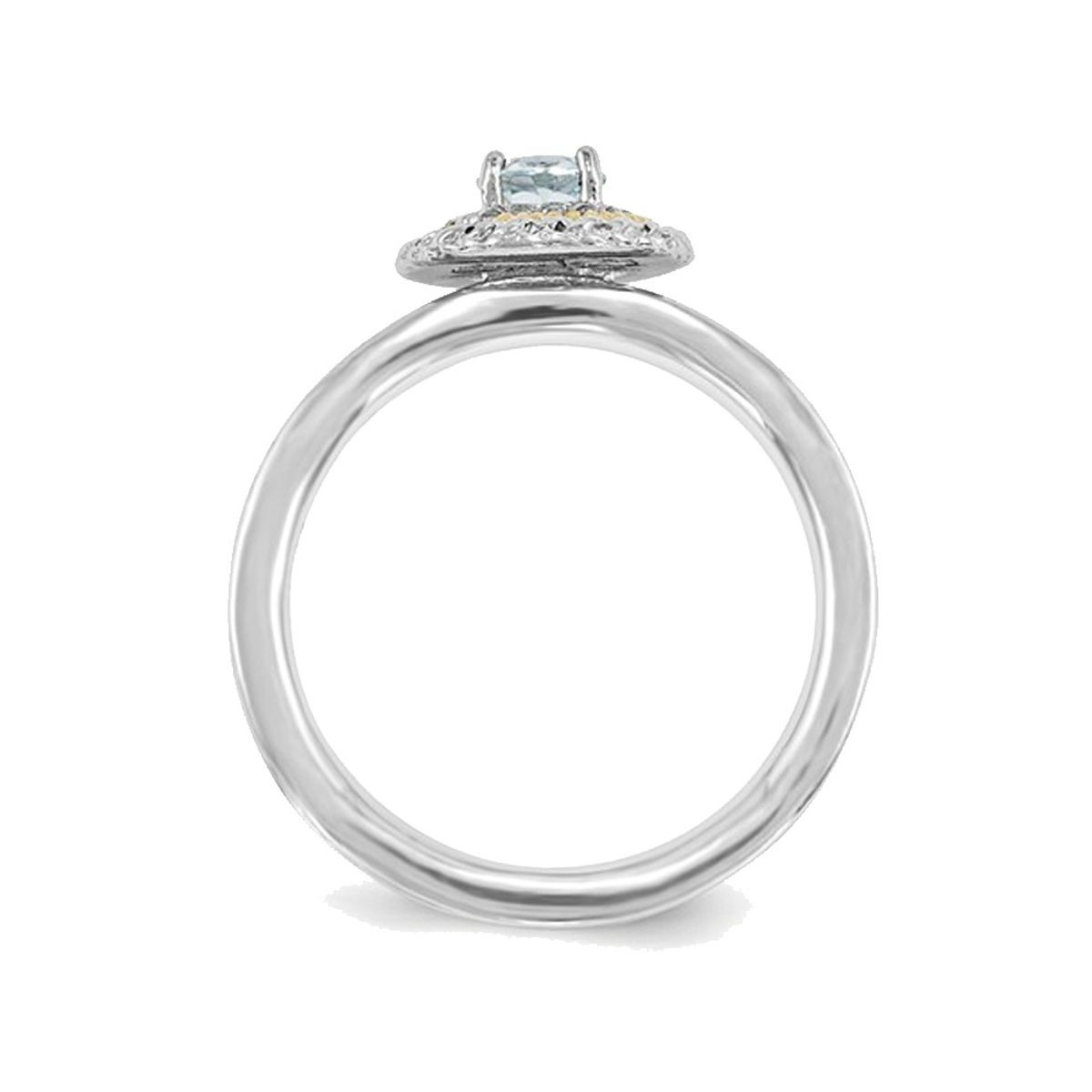 1/4 Carat (ctw) Natural Aquamarine Ring in Sterling Silver with 14K Accent product image