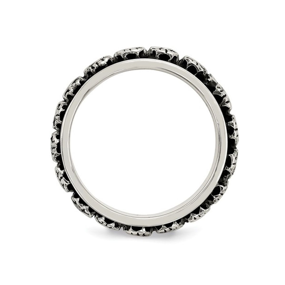Men's Antiqued Polished Skull Ring in Sterling Silver  with Spinning Center product image