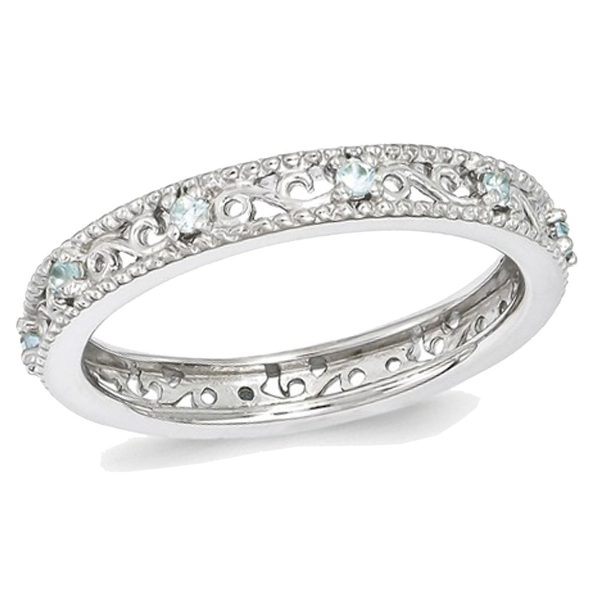 1/8 Carat (ctw) Aquamarine Band Ring in Sterling Silver product image