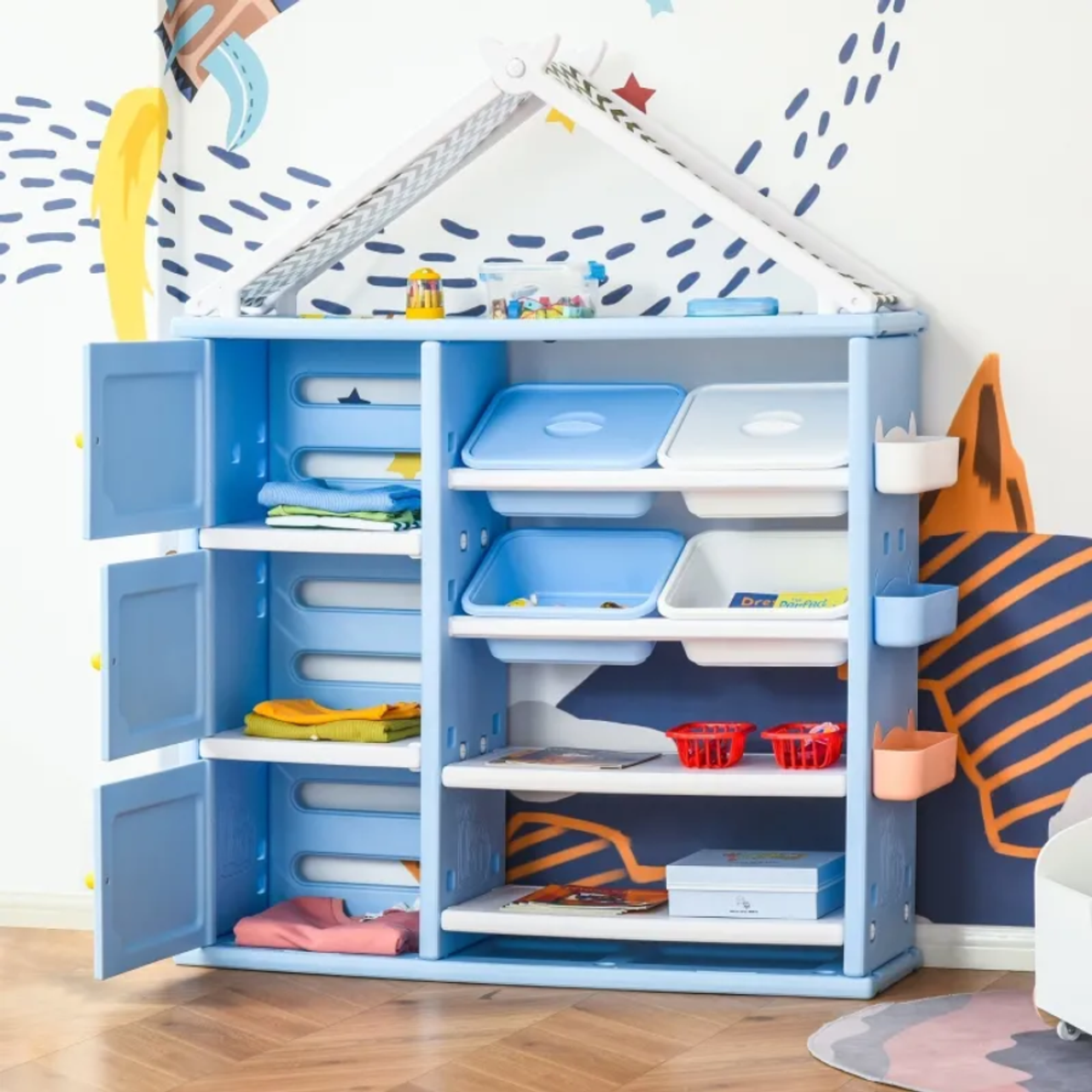 Qaba® Kids' Toy Organizer & Storage Book Shelf with Multiple Storage Spaces product image