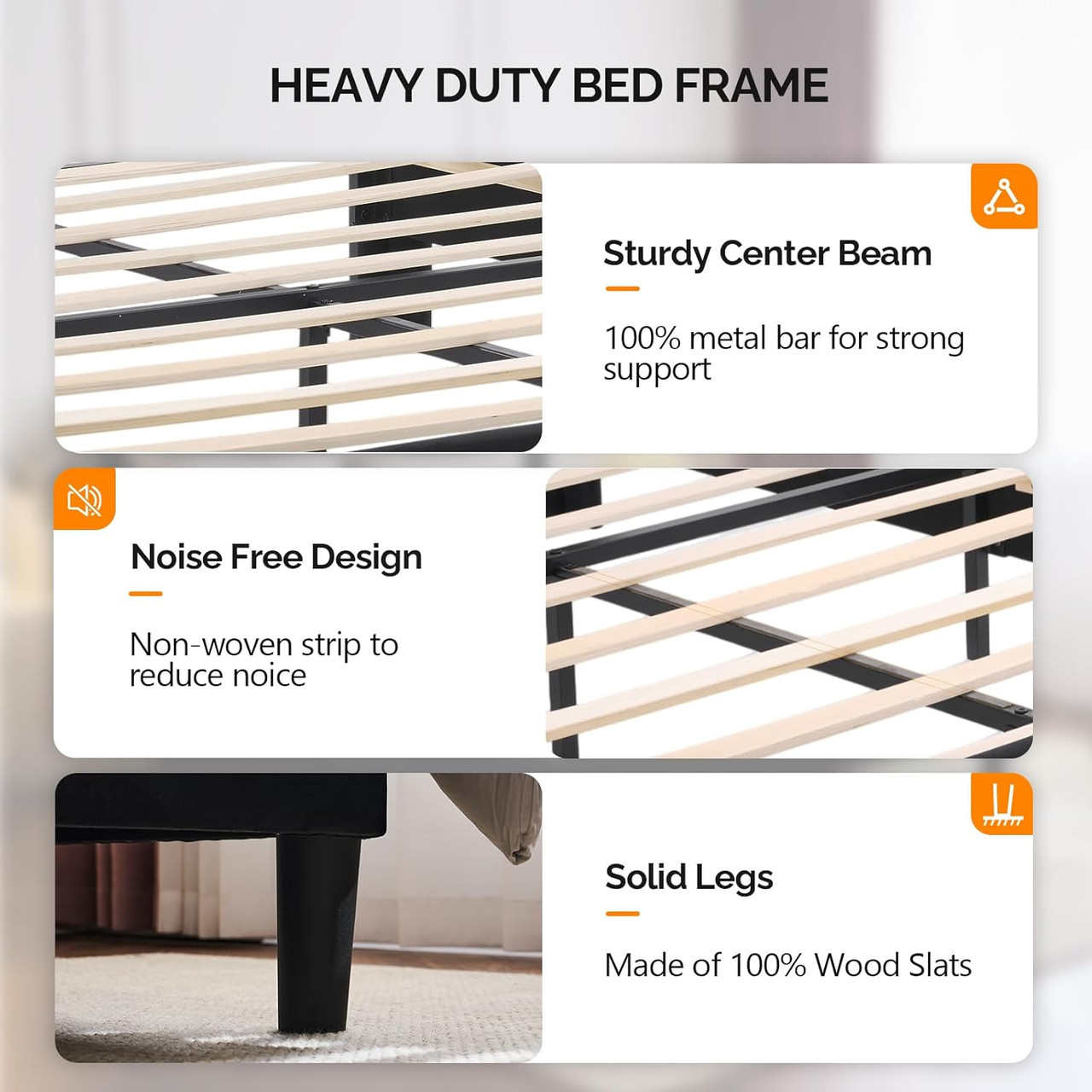Upholstered Platform Queen Bed Frame with Headboard product image